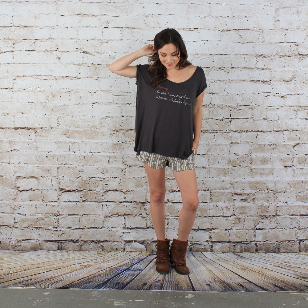 Black Short Sleeve Quote Tee Shirt